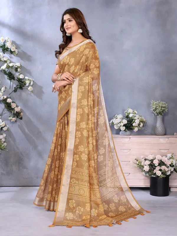 Golden_Floral_Woven_Saree_For_Women