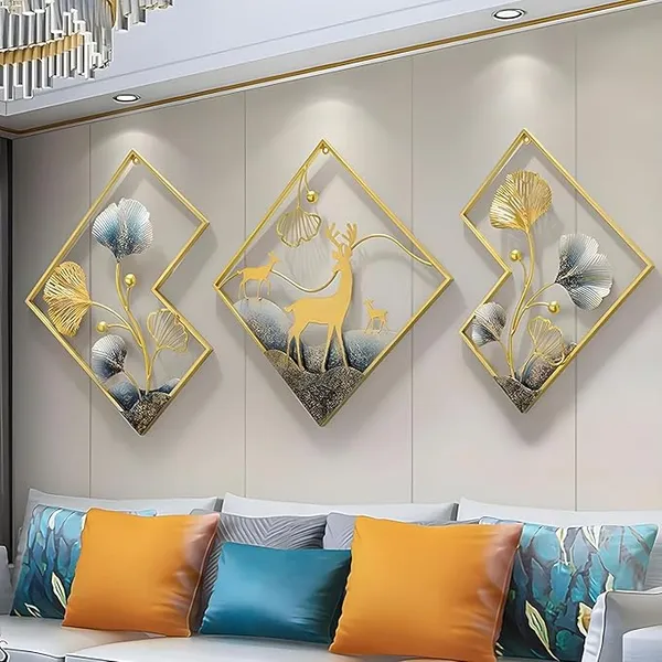 Set_of_3_Handcrafted_Multicolor_Metal_Abstract_Deer_Wall_Art_Sculptures