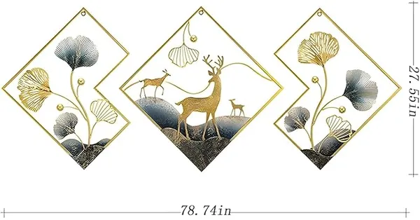 Set_of_3_Handcrafted_Multicolor_Metal_Abstract_Deer_Wall_Art_Sculptures