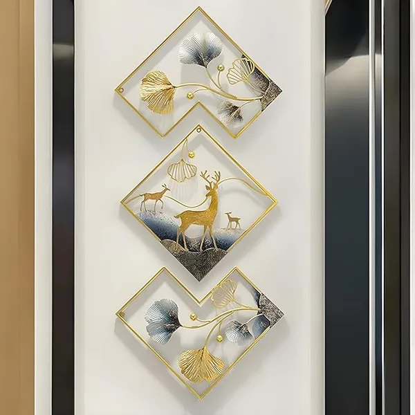 Set_of_3_Handcrafted_Multicolor_Metal_Abstract_Deer_Wall_Art_Sculptures