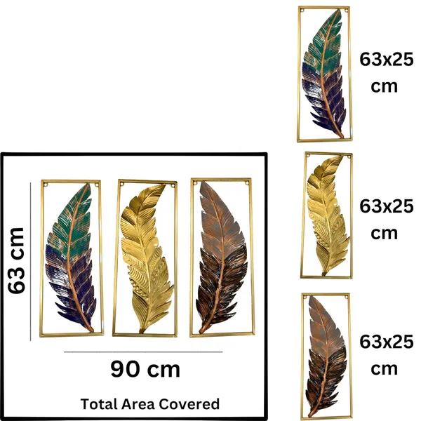 Set_of_3_Multicolor_Metal_Frame_Leaf_Wall_Art_|_Modern_Luxury_3D_Sculpture_for_Living_Room,_Restaurant,_Hotel_&_Office_Décor