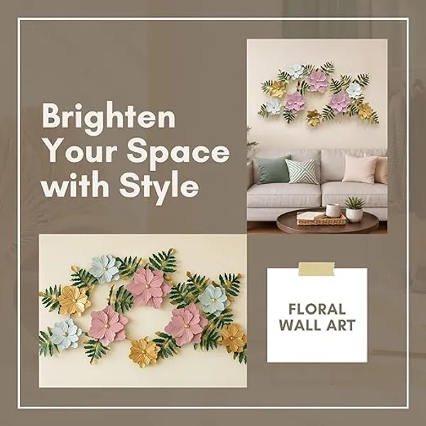 Multicolor_Metal_Wall_Art_3D_Floral_&_Leaf_Design,_Handcrafted_Iron_Wall_Hanging_For_Living_Room,_Bedroom_&_Office_Dacor_(Multi_Color_With_Pink_Flowers)
