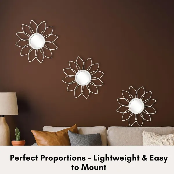 White_Metal_Sunflower_Mirror_Wall_Decor_|_Decorative_Mirror_Wall_Mounted_|_Mirror_Wall_Decor_For_Living_Room_|_Beautiful_Metal_Modern_Designer_|_Hanging_Mirror_Sculpture_Set_Of_3