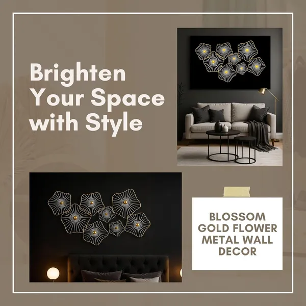 White_&_Gold_Metal_Blossom_Flower_Wallart_Decor_|_Flower_Shape_Wall_Art_Decor_|_Metal_Wall_Art_|_Ready_To_Hang_Wall_Decor_|_Modern_Handcrafted_Luxury_Metal_Wall_Decor