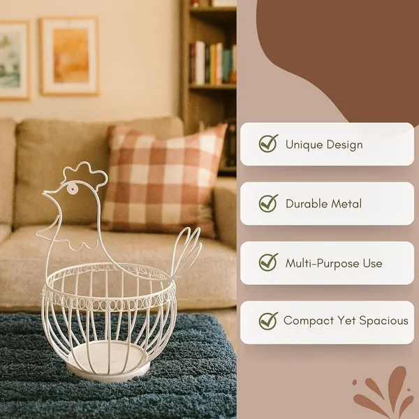 White_Metal_Egg_Basket_Hen_Shape_|_Egg_Basket_For_Kitchen_|_Metal_Basket_For_Storage_|_Multipurpose_Basket_For_Kitchen_|_Fruit_Basket_For_Dining_Table_|_Basket_For_Gifting