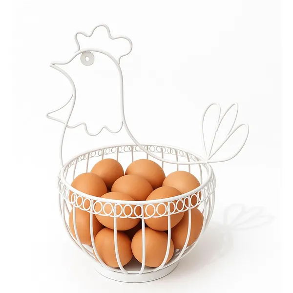 White_Metal_Egg_Basket_Hen_Shape_|_Egg_Basket_For_Kitchen_|_Metal_Basket_For_Storage_|_Multipurpose_Basket_For_Kitchen_|_Fruit_Basket_For_Dining_Table_|_Basket_For_Gifting
