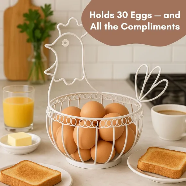 White_Metal_Egg_Basket_Hen_Shape_|_Egg_Basket_For_Kitchen_|_Metal_Basket_For_Storage_|_Multipurpose_Basket_For_Kitchen_|_Fruit_Basket_For_Dining_Table_|_Basket_For_Gifting