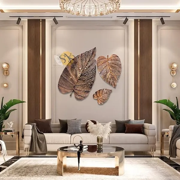 Set_of_3_Handcrafted_Copper_Antique_Metal_Abstract_Leaf_Wall_Art_Sculptures