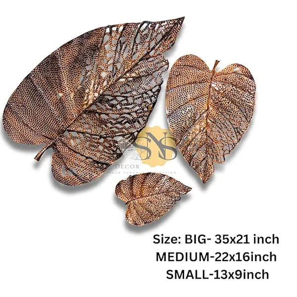 Set_of_3_Handcrafted_Copper_Antique_Metal_Abstract_Leaf_Wall_Art_Sculptures