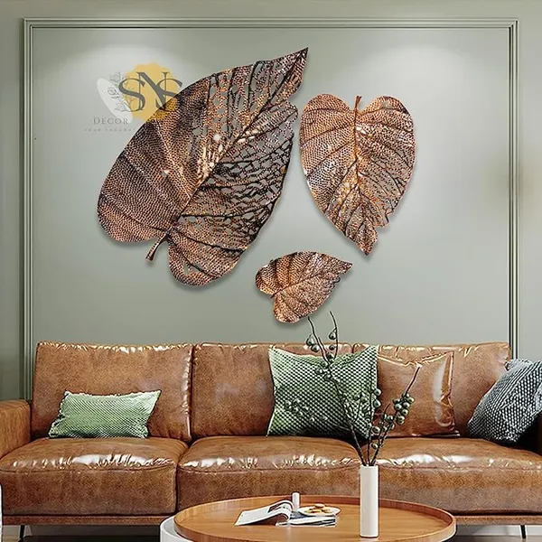 Set_of_3_Handcrafted_Copper_Antique_Metal_Abstract_Leaf_Wall_Art_Sculptures