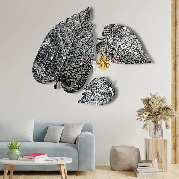 Silver_Antique_Luxury_Metal_Abstract_Figures_Leaf_Wallart_Set_Of_3_Handcrafted_Wall_Sculpture_Wall_Art_Multicolor_For_Home_Decoration_(Silver_Antique)