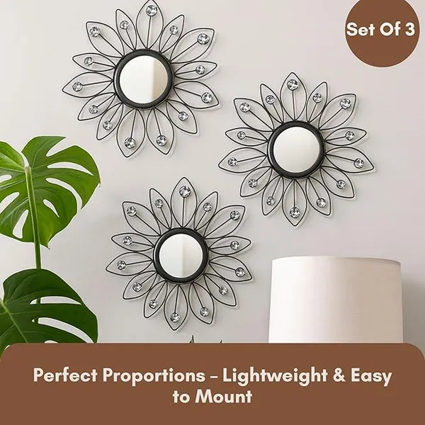 Black_Metal_Sunflower_Mirror_Wall_Decor_With_Crystal_Accents_(Set_Of_3)_Mirror_Wall_Decor_For_Living_Room_|_Beautiful_Metal_Modern_Designer_|_Hanging_Mirror_Sculpture_(Black)