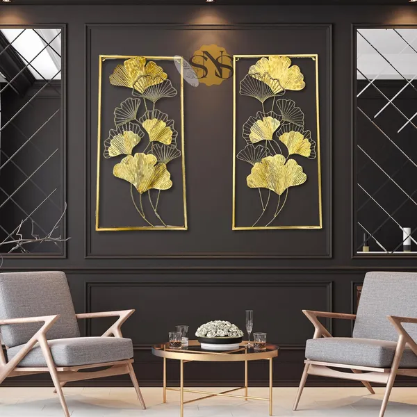 Set_of_2_Golden_Metal_Ginkgo_Leaf_Wall_Art_|_Modern_Luxury_3D_Sculpture_for_Living_Room,_Bedroom,_Restaurant,_Hotel_&_Office