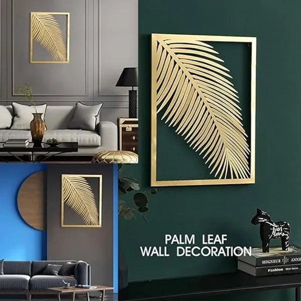 Golden_2_Pieces_Metal_Palm_Leaf_Wall_Decor_Home_Art_Set_|_Metal_Wall_Hanging_Art_Antique_Style_Wall_Decor_Restaurant_|_Hotel_|_Home_|_Bedroom_|_Living_Room_(Set_Of_2)_(Golden)