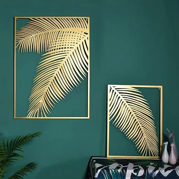 Golden_2_Pieces_Metal_Palm_Leaf_Wall_Decor_Home_Art_Set_|_Metal_Wall_Hanging_Art_Antique_Style_Wall_Decor_Restaurant_|_Hotel_|_Home_|_Bedroom_|_Living_Room_(Set_Of_2)_(Golden)