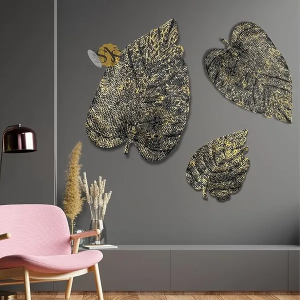 Black_&_Gold_Luxury_Metal_Abstract_Figures_Leaf_Wallart_Set_Of_3_Handcrafted_Wall_Sculpture_Wall_Art_Multicolor_For_Home_Decoration_(Color-_Black_&_Gold)