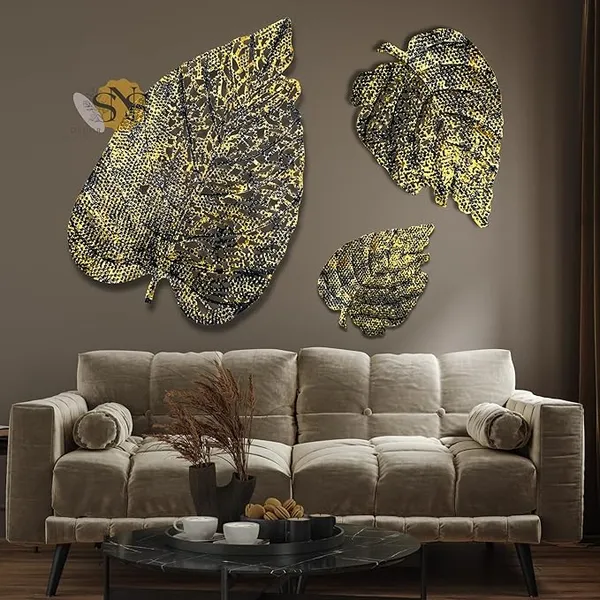 Black_&_Gold_Luxury_Metal_Abstract_Figures_Leaf_Wallart_Set_Of_3_Handcrafted_Wall_Sculpture_Wall_Art_Multicolor_For_Home_Decoration_(Color-_Black_&_Gold)