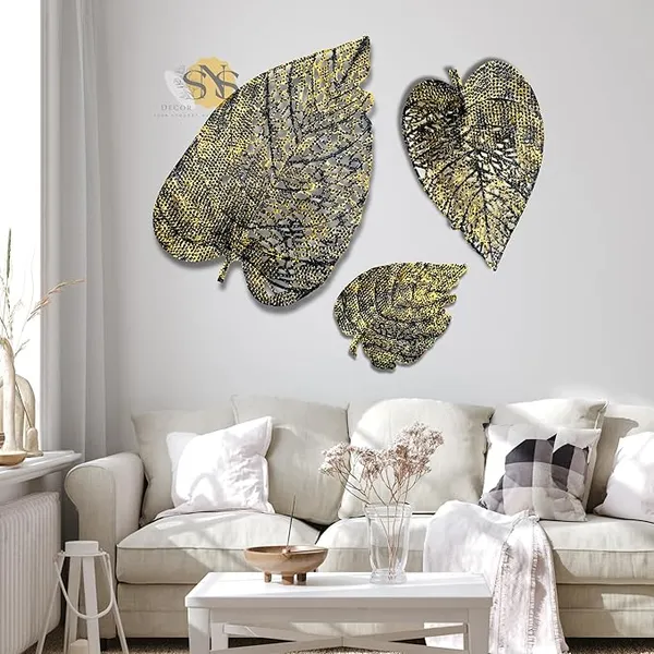 Black_&_Gold_Luxury_Metal_Abstract_Figures_Leaf_Wallart_Set_Of_3_Handcrafted_Wall_Sculpture_Wall_Art_Multicolor_For_Home_Decoration_(Color-_Black_&_Gold)
