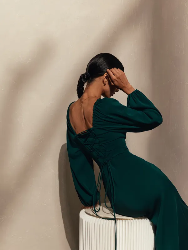 Green_Maxi_Corset_Waist_Midi_Dress_For_Women