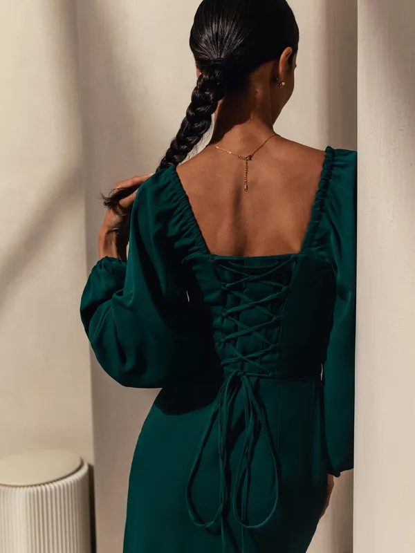 Green_Maxi_Corset_Waist_Midi_Dress_For_Women