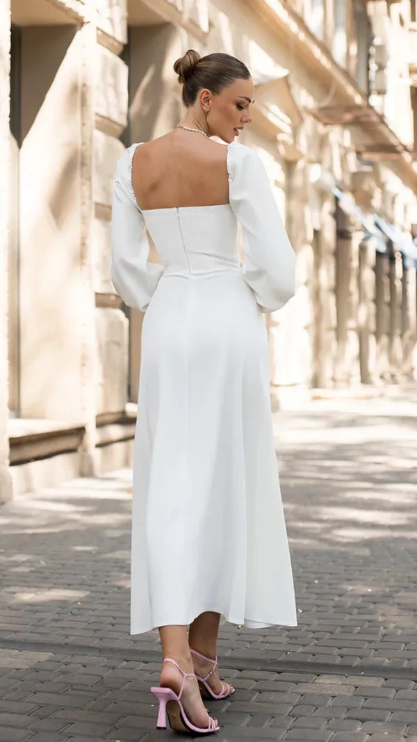 White_Bodice_Midi_Puff-Sleeve_Midi_Dress