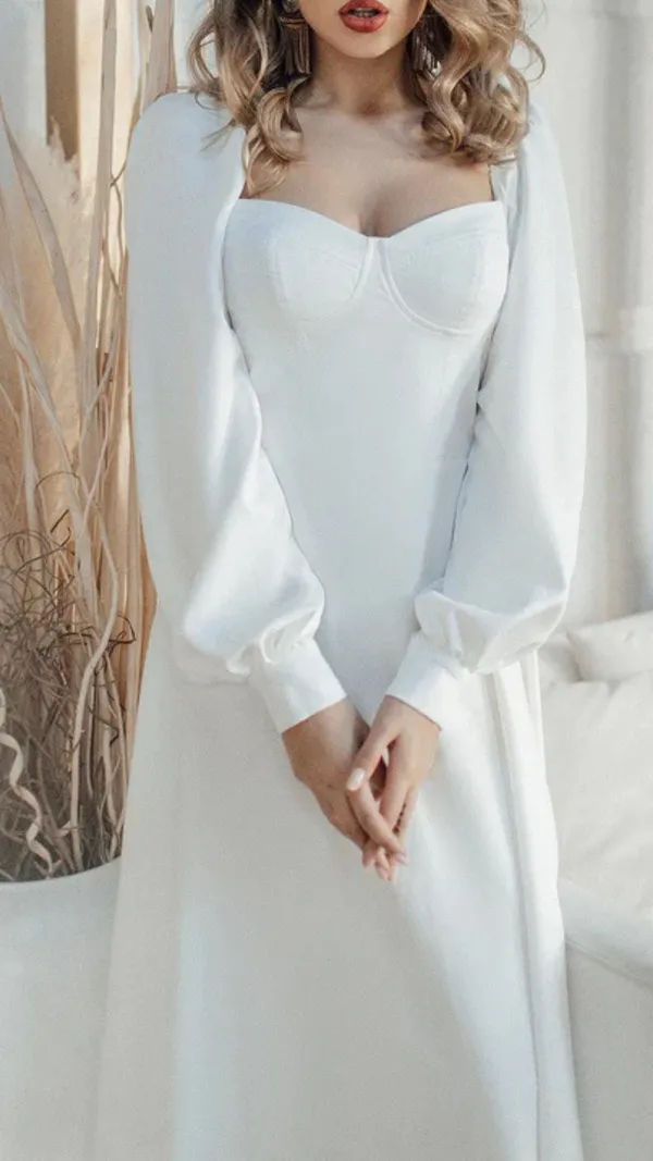 White_Bodice_Midi_Puff-Sleeve_Midi_Dress