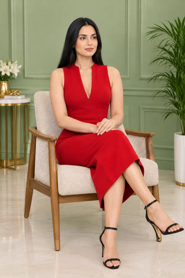 Red_V-Neck_Bodycon_Dress_for_Women