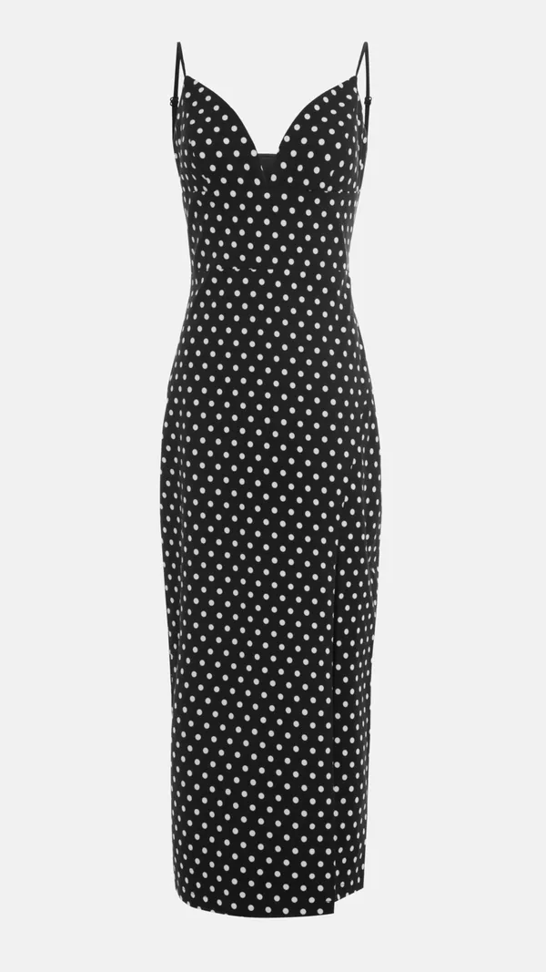 Black_And_White_Polka_Dot_Fitted_Midi_Dress_For_Women