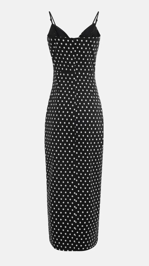 Black_And_White_Polka_Dot_Fitted_Midi_Dress_For_Women