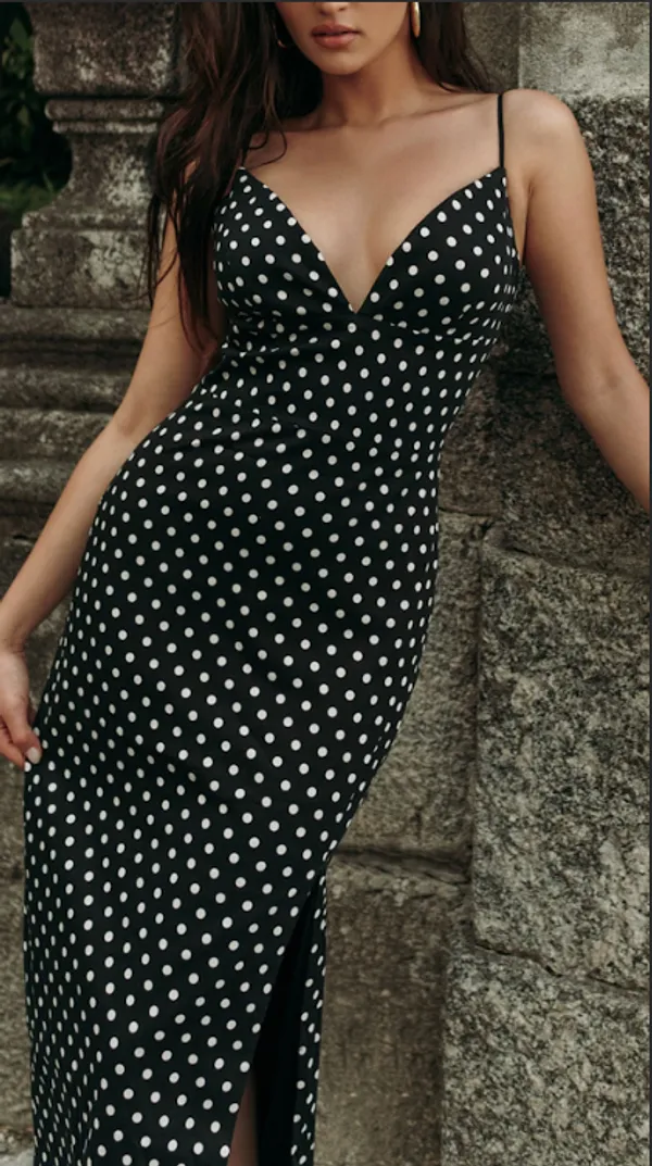 Black_And_White_Polka_Dot_Fitted_Midi_Dress_For_Women