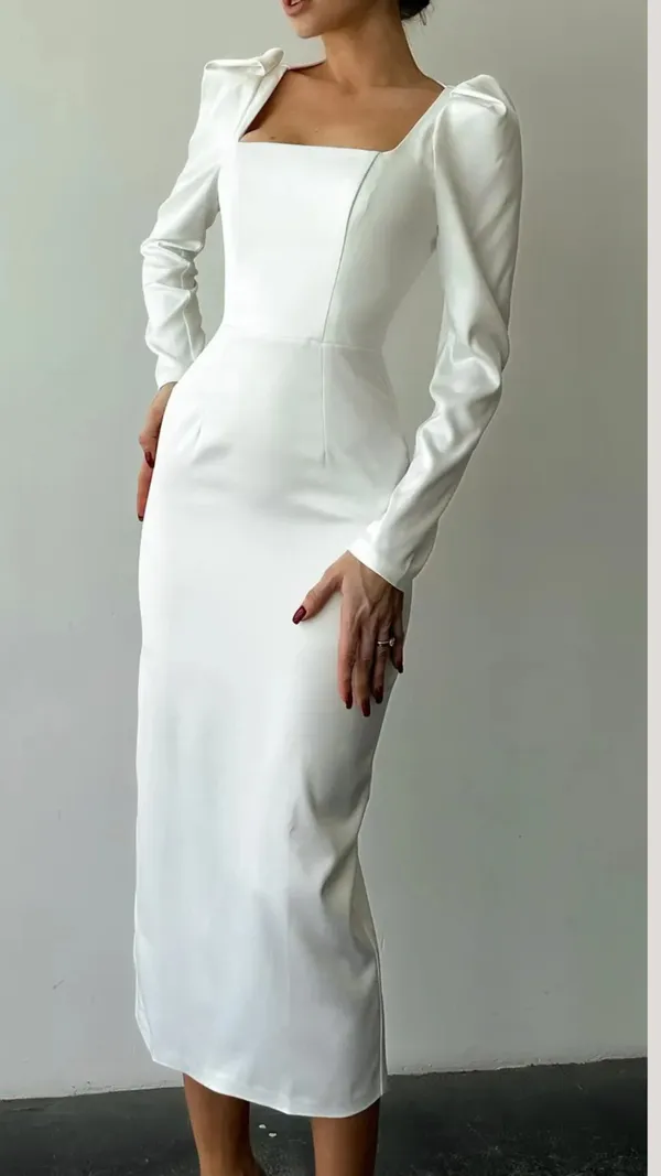 White_Satin_Midi_Dress,_Long_Sleeve_Midi_dress,_Satin_Midi_Dress_with_open_back,
