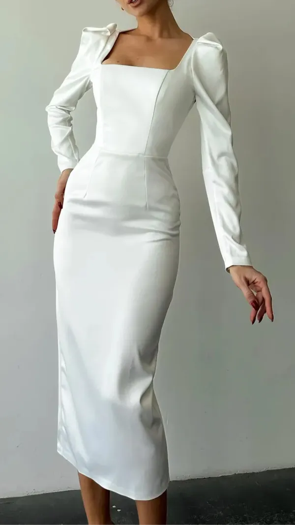 White_Satin_Midi_Dress,_Long_Sleeve_Midi_dress,_Satin_Midi_Dress_with_open_back,