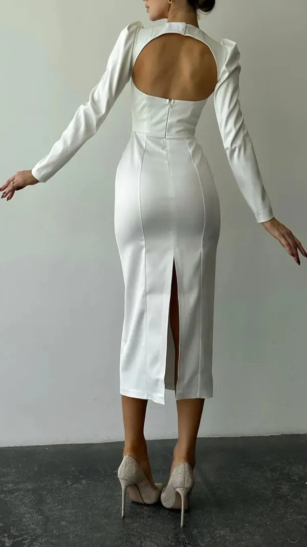 White_Satin_Midi_Dress,_Long_Sleeve_Midi_dress,_Satin_Midi_Dress_with_open_back,