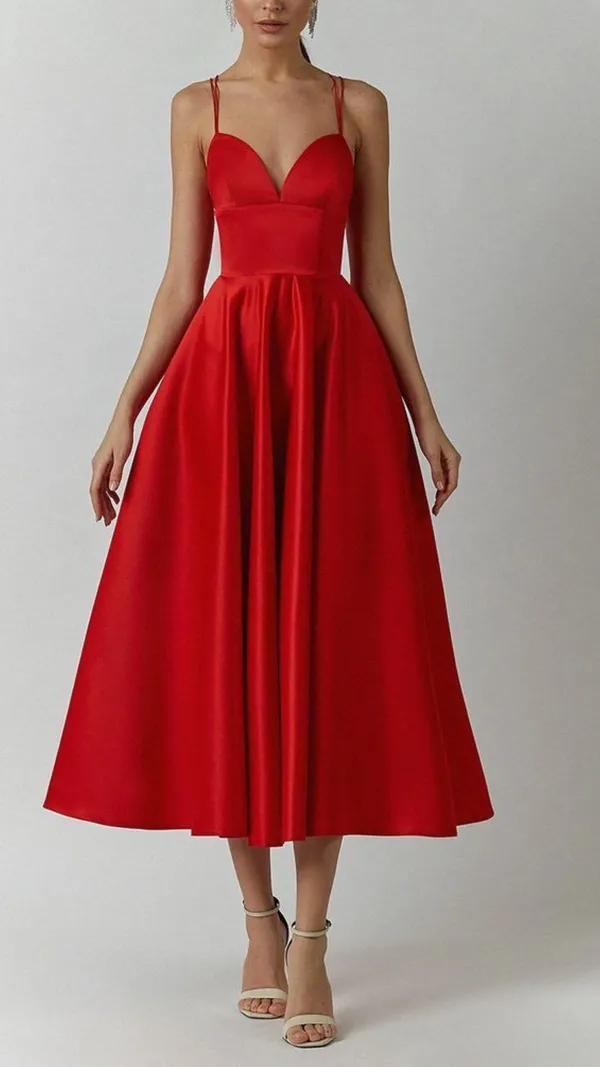 Promfast_Simple_V_Neck_Satin_Burgundy_Tea_Length_Prom_Evening_Dresses