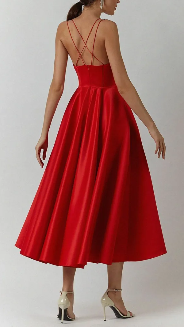 Promfast_Simple_V_Neck_Satin_Burgundy_Tea_Length_Prom_Evening_Dresses