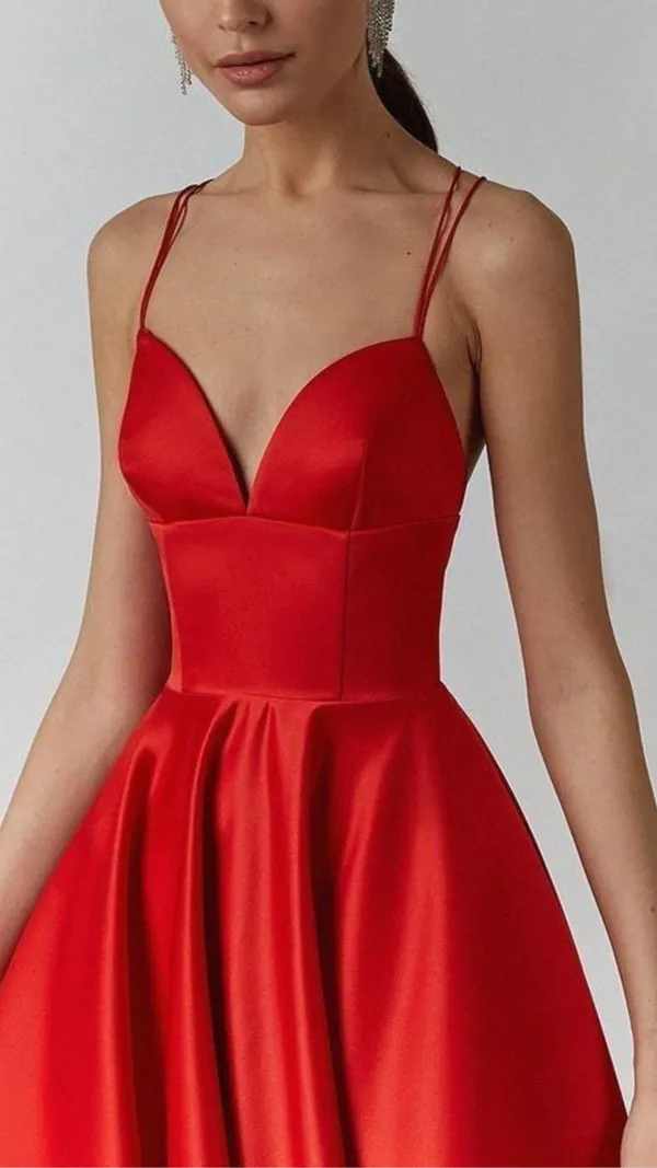 Promfast_Simple_V_Neck_Satin_Burgundy_Tea_Length_Prom_Evening_Dresses