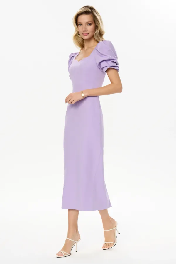 Lavender_Puff_Sleeve_Midi_Dress