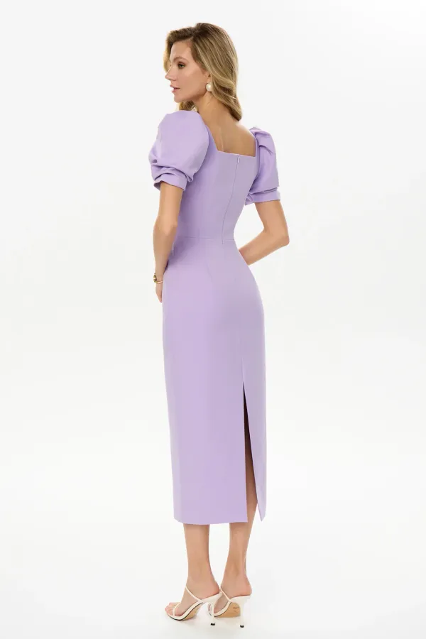 Lavender_Puff_Sleeve_Midi_Dress
