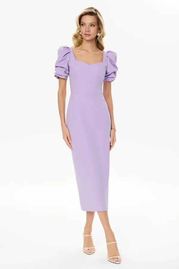 Lavender_Puff_Sleeve_Midi_Dress