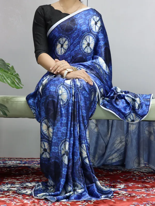 Royal_Blue_Elegant_Designs_Heavy_Satin_Sarees_With_Plain_Blouse_For_Women