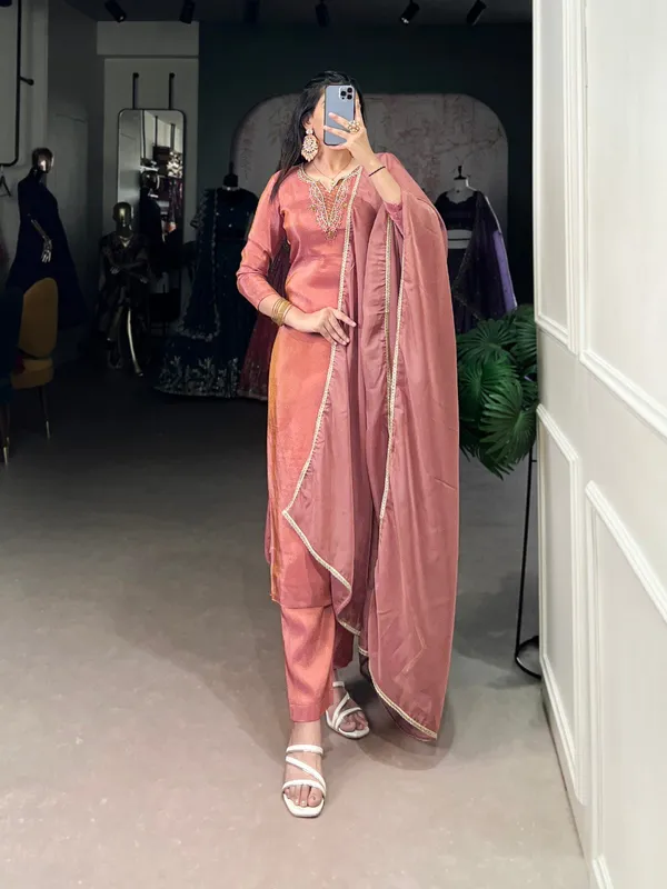 Peach_Viscose_Tissue_Collection_Ethnic_Dress_For_Women