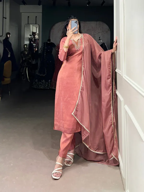 Peach_Viscose_Tissue_Collection_Ethnic_Dress_For_Women