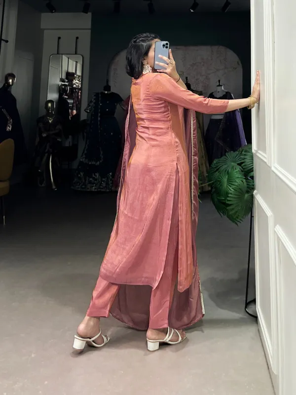 Peach_Viscose_Tissue_Collection_Ethnic_Dress_For_Women