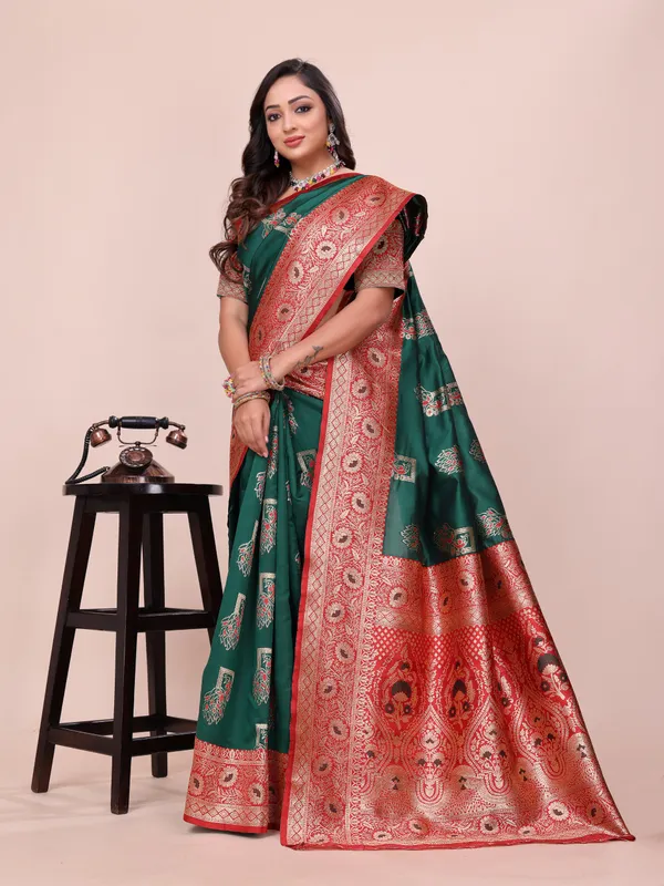 Green_Soft_Pethani_Silk_With_Zari_Meenakari_Weaving_Designer_Saree
