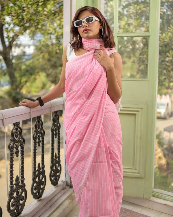 Baby_Pink_Handloom_Harmony_Khadi_Elegance_Collection_Saree_For_Women