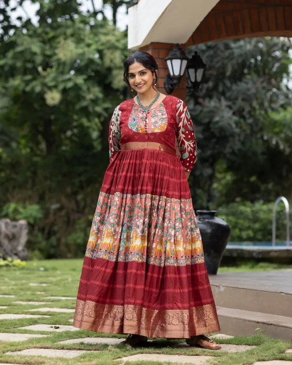 Maroon_Latest_Trendy_Floral_Gowns_For_Festivals_And_Weddings