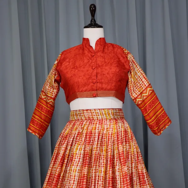 Orange_Printed_Ethnic_Tussar_Silk_Co-Ord_Set_For_Women