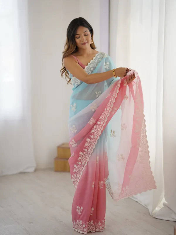 Sky_Blue_&_Peach_Trendy_Crunchy_Pedding_With_Heavy_Cotton_Thread_Embroidery_Work_Saree