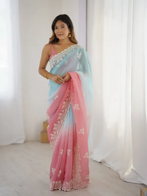 Sky_Blue_&_Peach_Trendy_Crunchy_Pedding_With_Heavy_Cotton_Thread_Embroidery_Work_Saree
