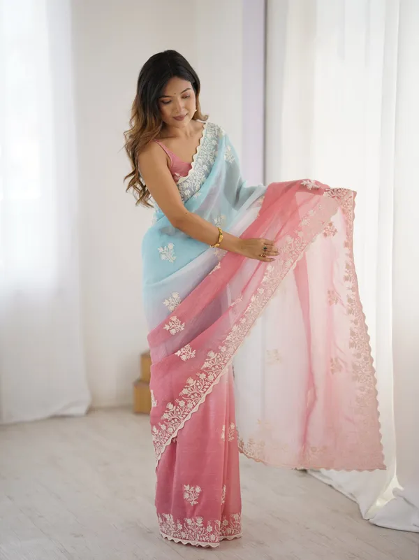 Sky_Blue_&_Peach_Trendy_Crunchy_Pedding_With_Heavy_Cotton_Thread_Embroidery_Work_Saree